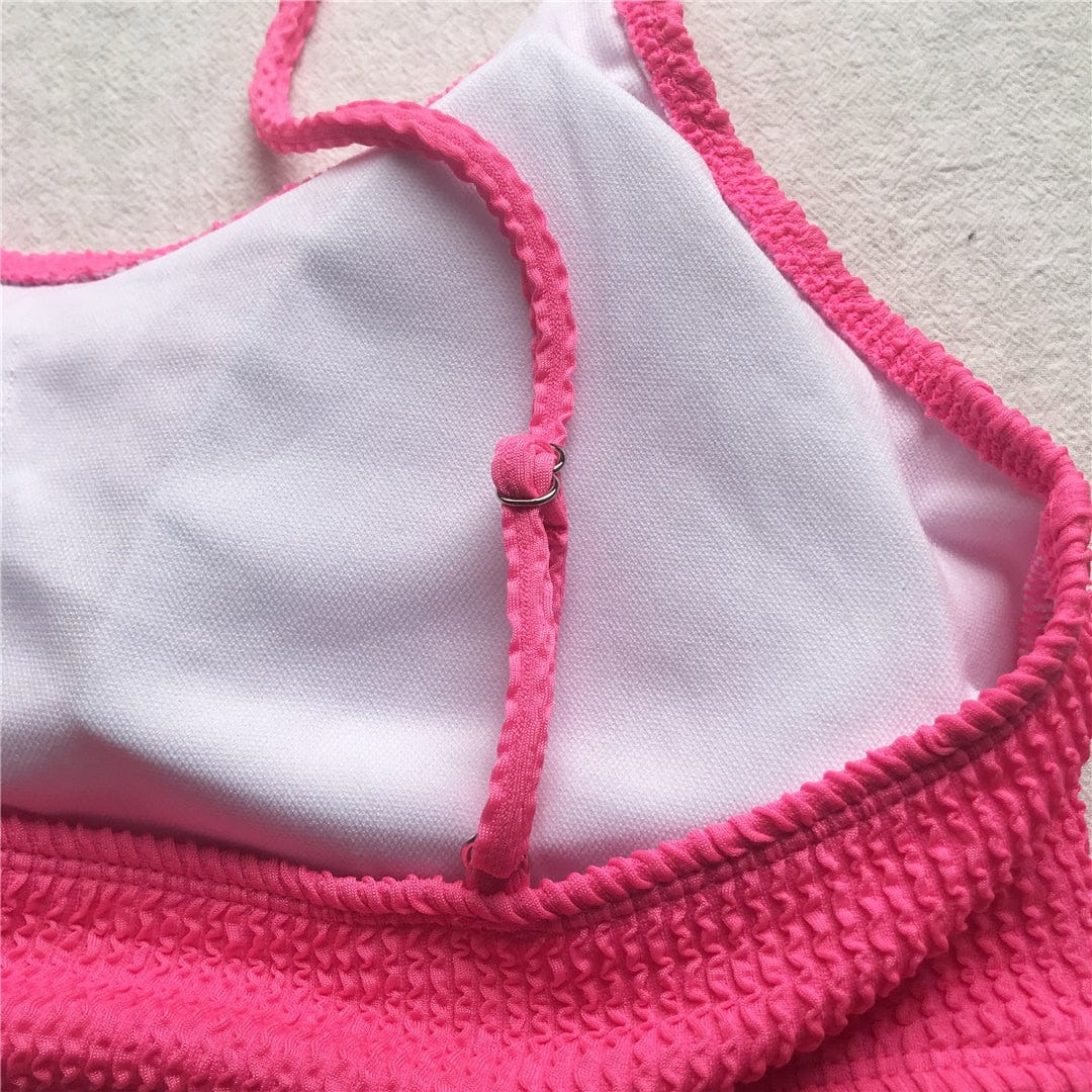 Biquini rosa plus size con efecto arrugado - Image 9