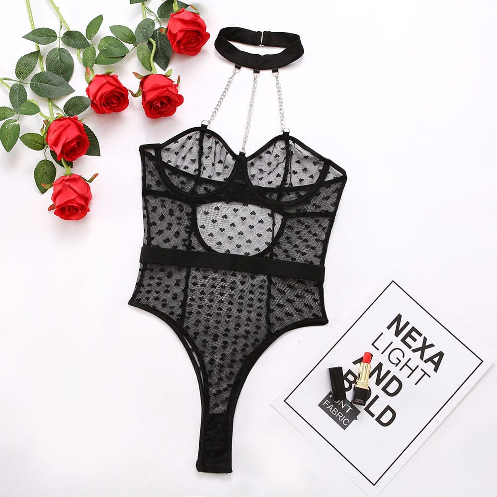 Body de malla transparente con estampado de corazoncitos - Image 4
