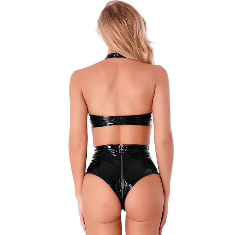 Conjunto de látex con entrepierna abierta y lazado - Image 3