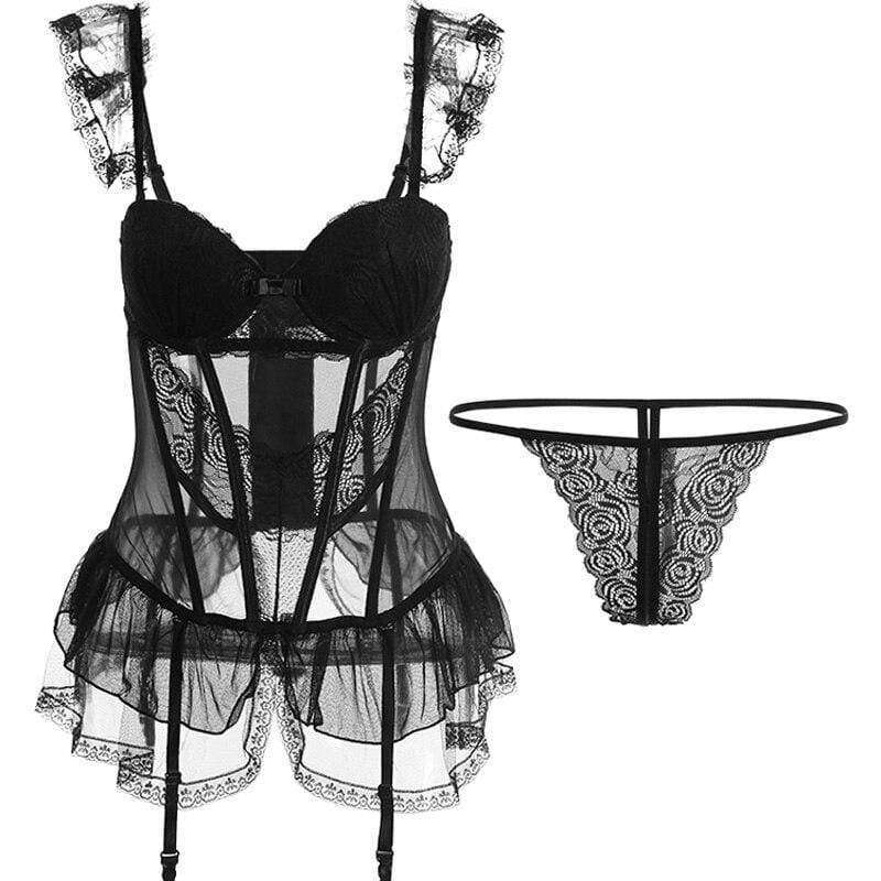 Corsé negro con volantes - Image 3